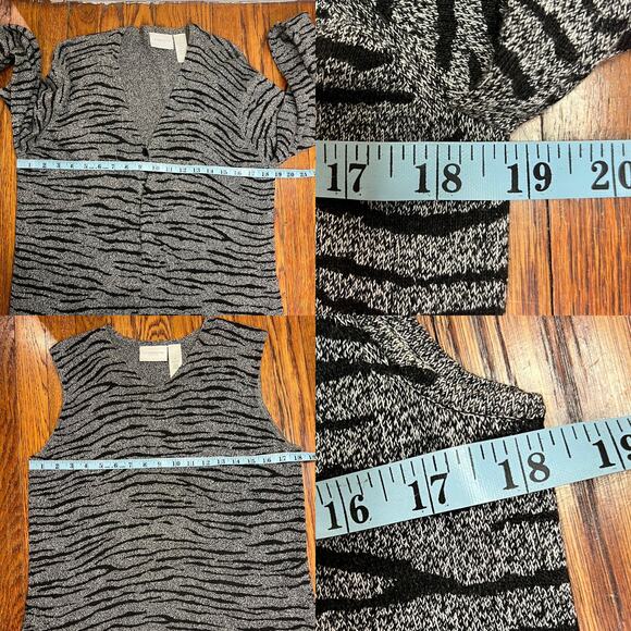 Vintage Liz Claiborne Zebra Print Cotton Cardigan Tank Set M 80s/90s Edgy Boho - Picture 15 of 17